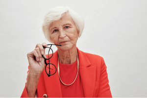 Older woman making a decision